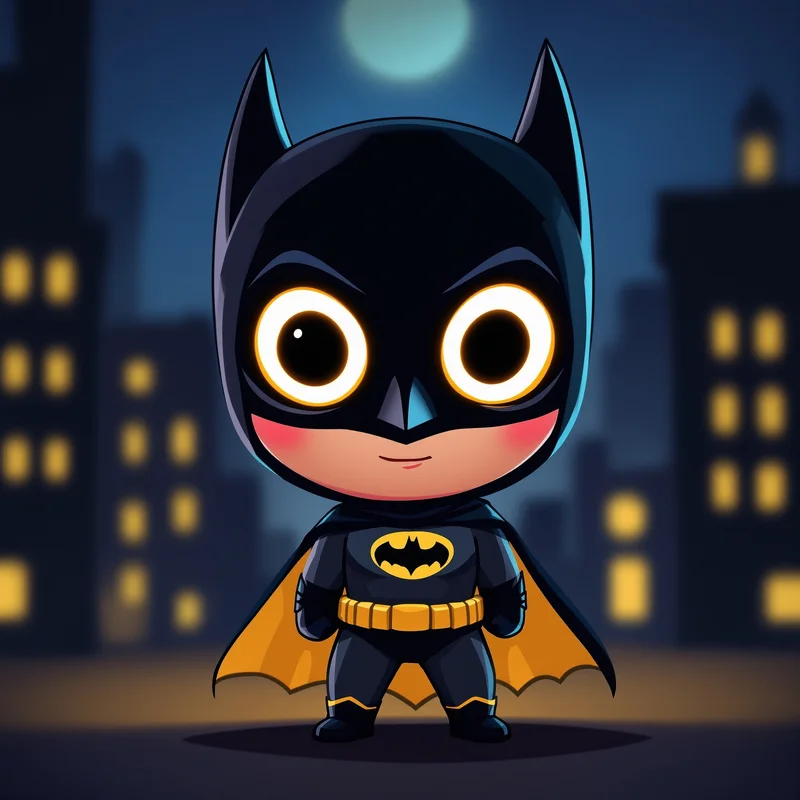 cute chibi batman pfp with playful cartoon aesthetic