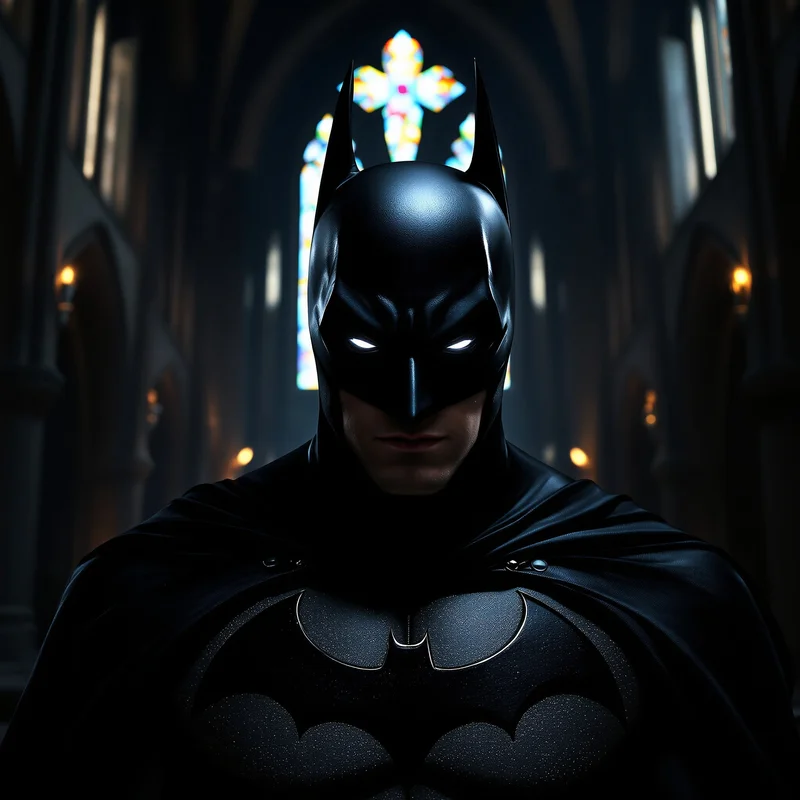 gothic cathedral batman pfp with dark cinematic shadows
