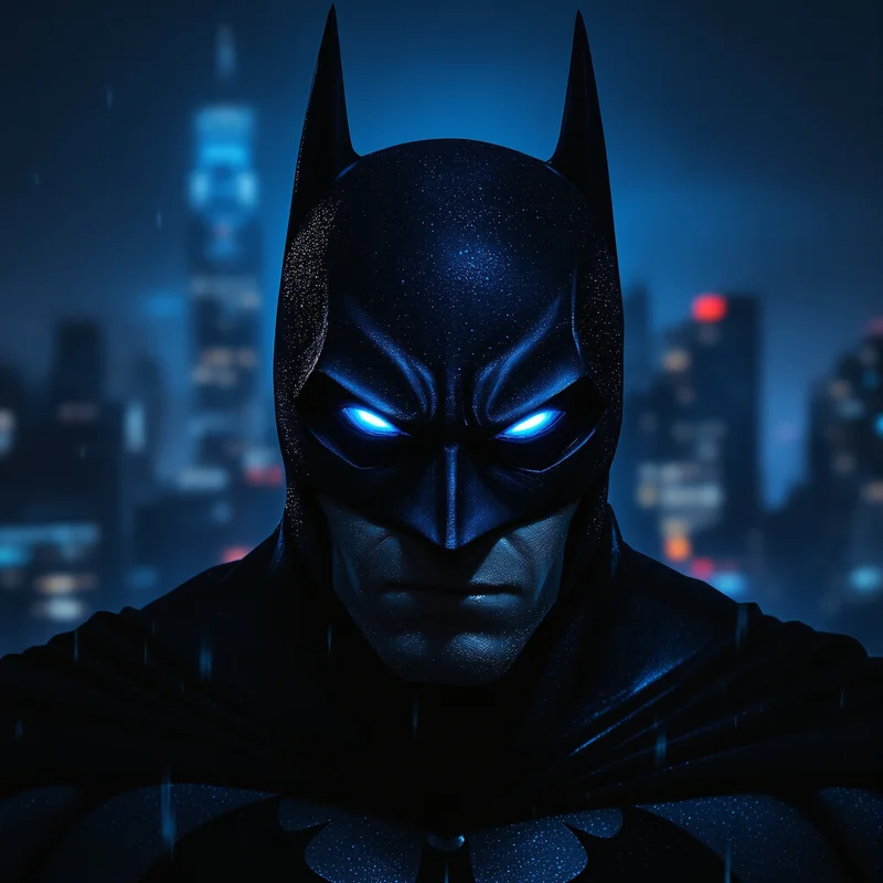 lonely rooftop batman pfp with midnight gotham atmosphere