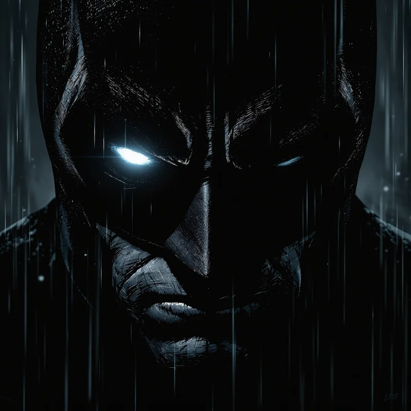 shadow split batman pfp with noir emotional lighting