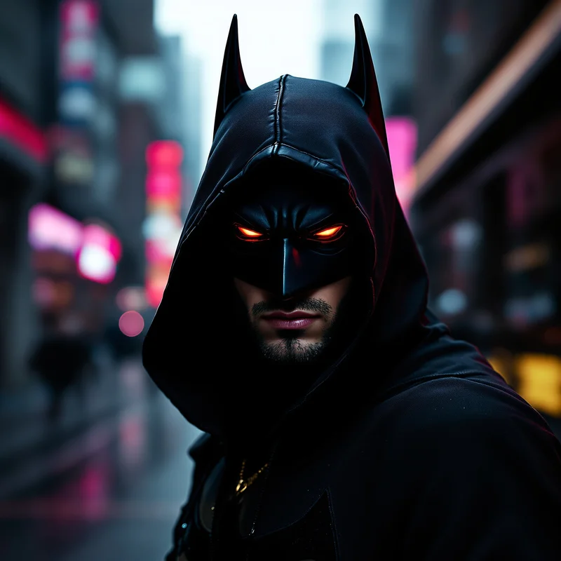 streetwear batman pfp with urban dark fashion aesthetic