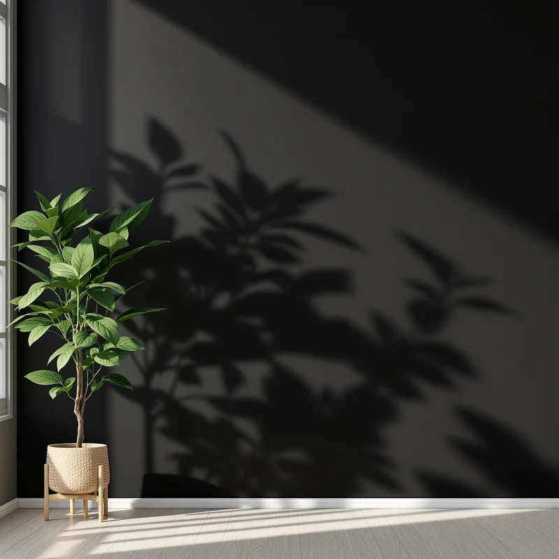Botanical Shadow Wall Black Background