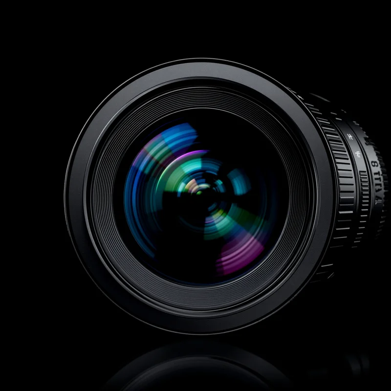 Camera Lens Reflection Black Background