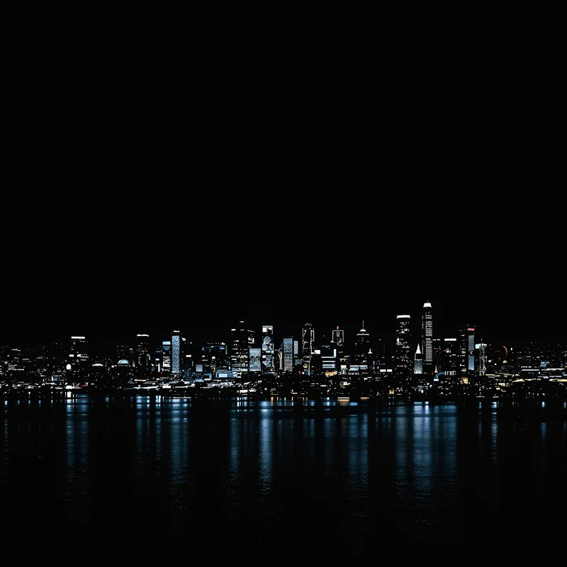 Distant City Lights Black Background