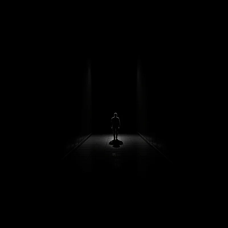 Distant Corridor Silhouette Black Background