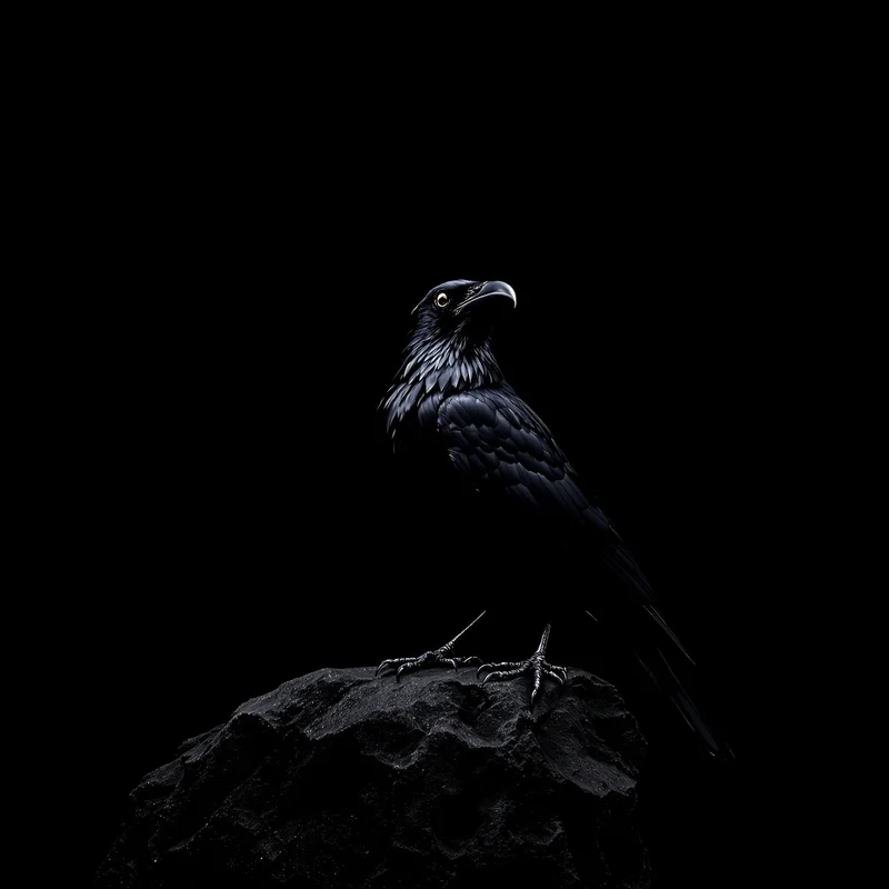 Raven Perch Black Background