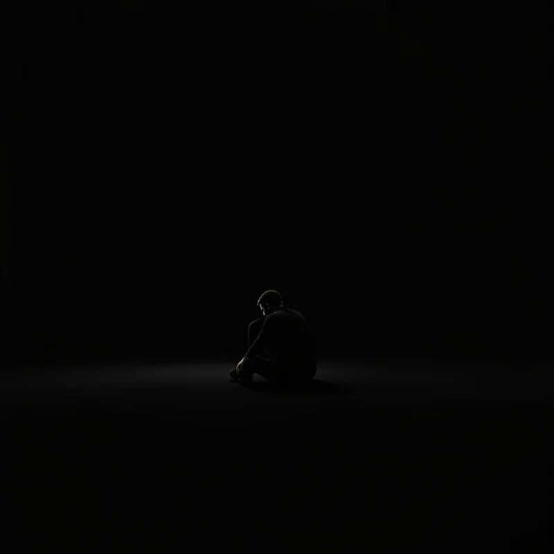 Seated Shadow Man Black Background