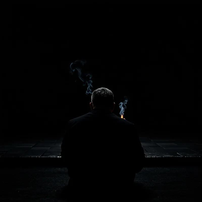 Solitary Smoker Black Background