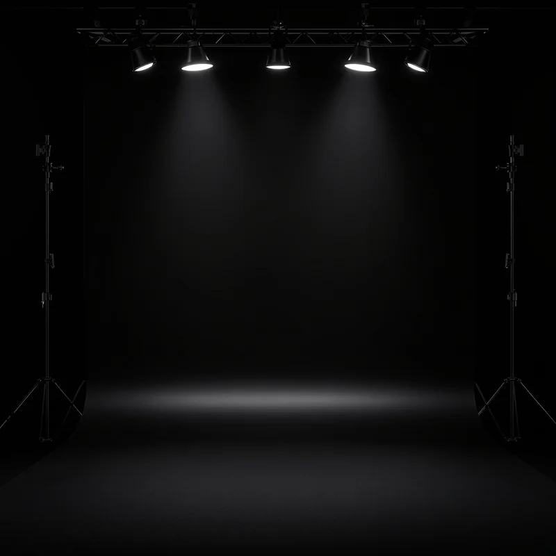 Black background with top light