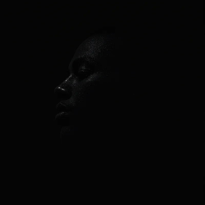 Black PFP with dark tones and strong identity focus