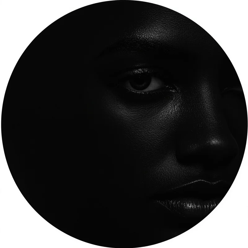 Black PFP avatar with minimal identity and strong contrast