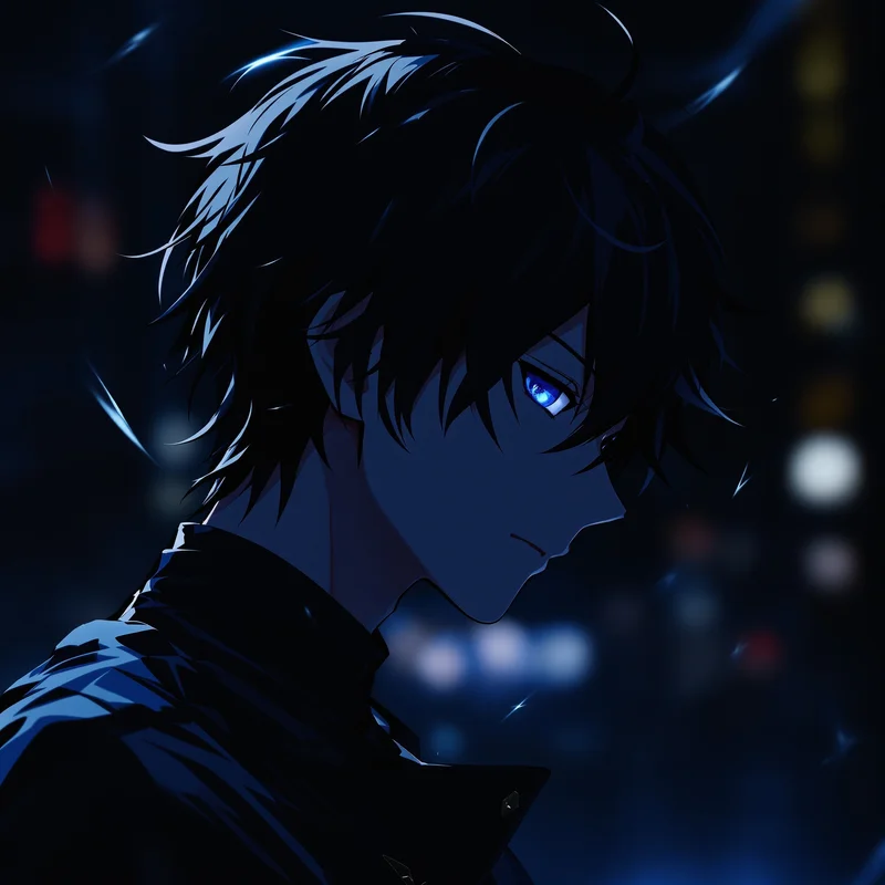 Black anime boy PFP with cold emotional aura