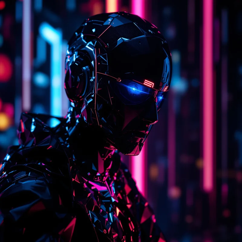 Black cyberpunk PFP with neon edge lighting