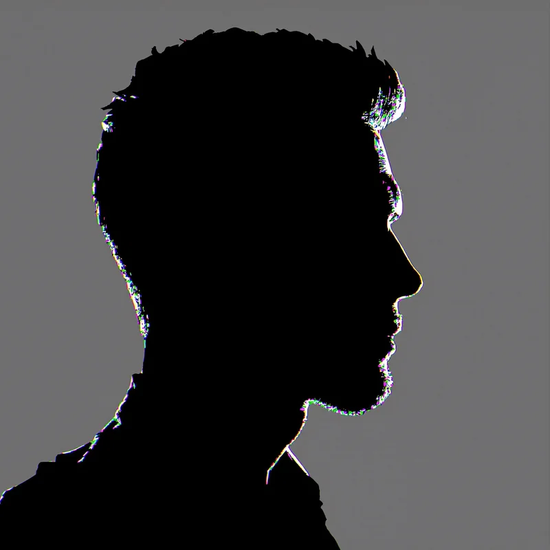 Black avatar profile image with clean composition and clarity