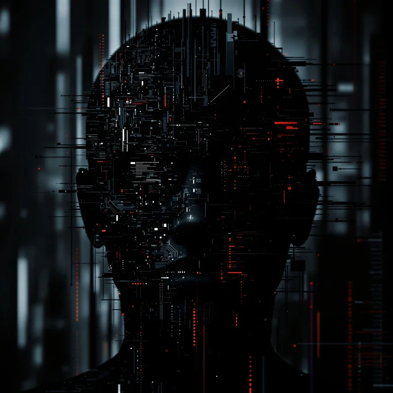 Black glitch PFP with corrupted cyber atmosphere