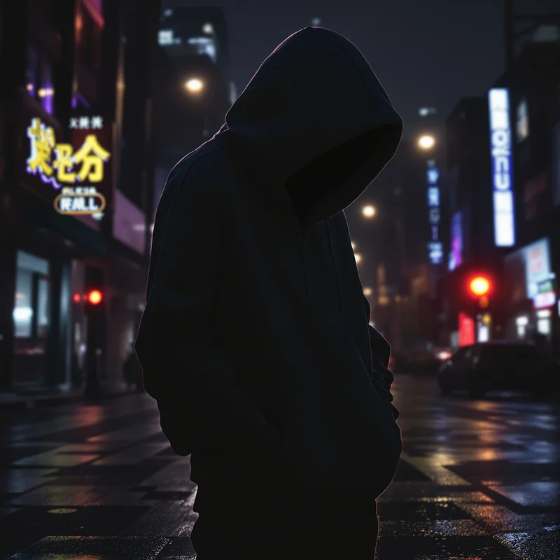 Black hoodie PFP with lonely urban atmosphere