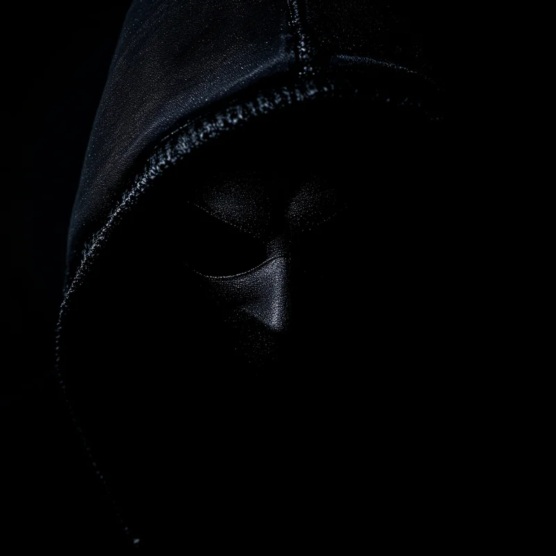 Black mask PFP with anonymous hidden identity