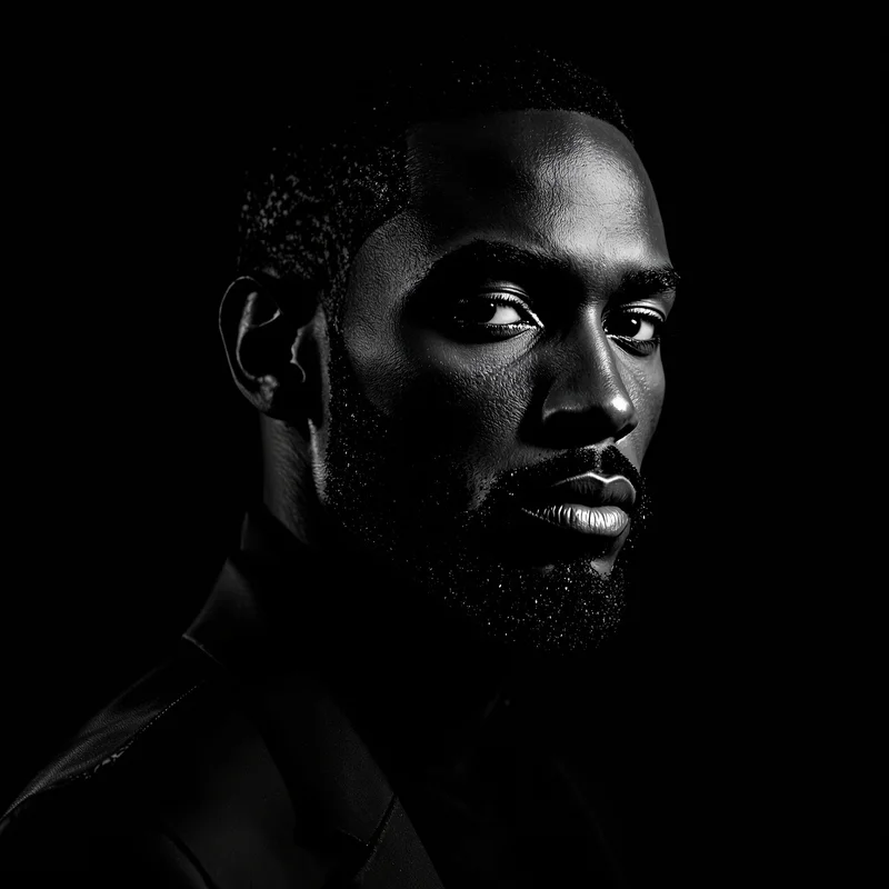 Black monochrome luxury PFP with silver highlights