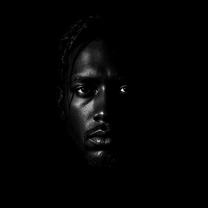 Black PFP avatar with minimal identity and strong contrast