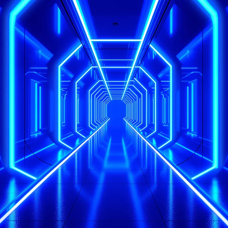 Blue Neon Tunnel Background