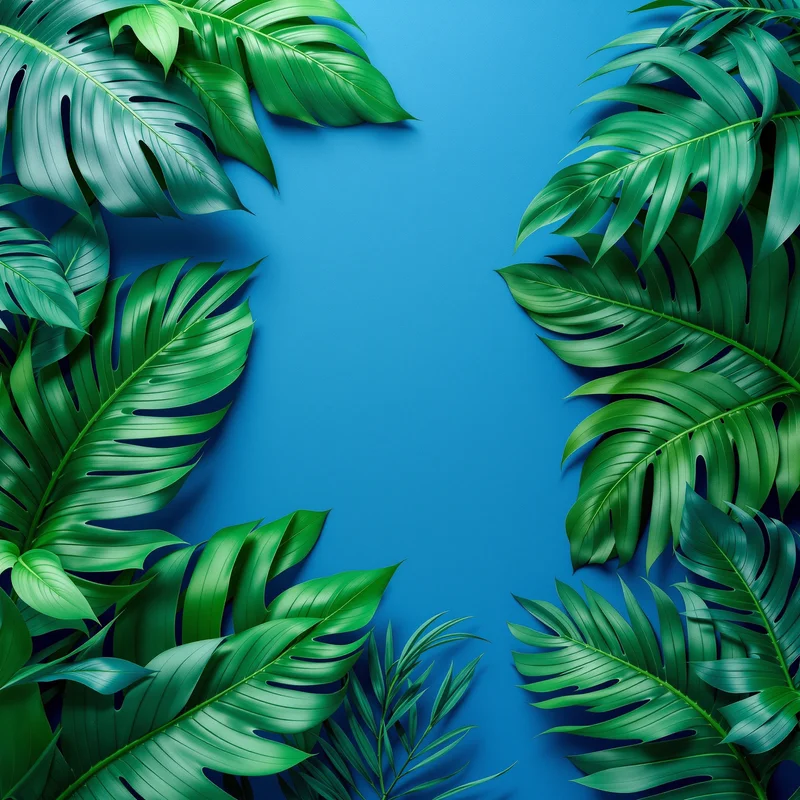 Blue Palm Leaf Background