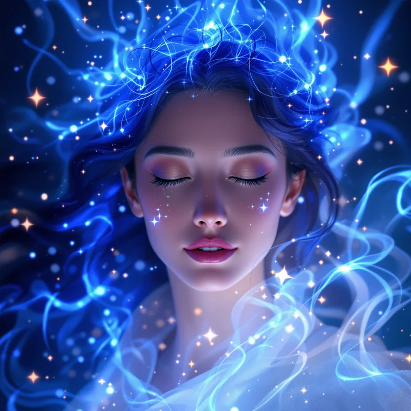 Blue Aura anime portrait.