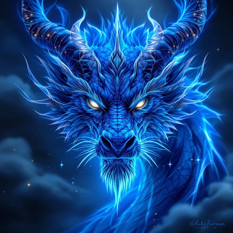 Blue Dragon digital portrait.