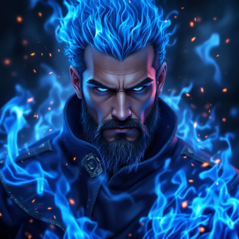 Blue Flame digital portrait.