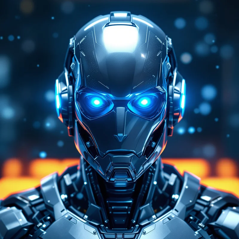 Blue Robot digital portrait.