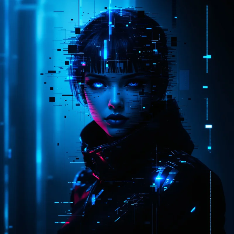 Glitch Blue gaming avatar.