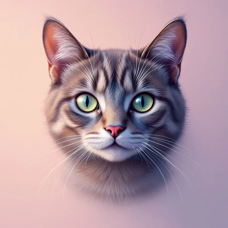 whiskered cat PFP portrait with minimal gradient background for profile picture use