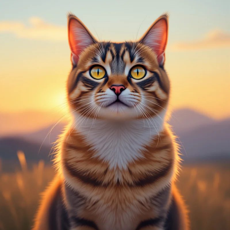 whiskered cat PFP portrait with subtle magical sparkles for online avatar identity