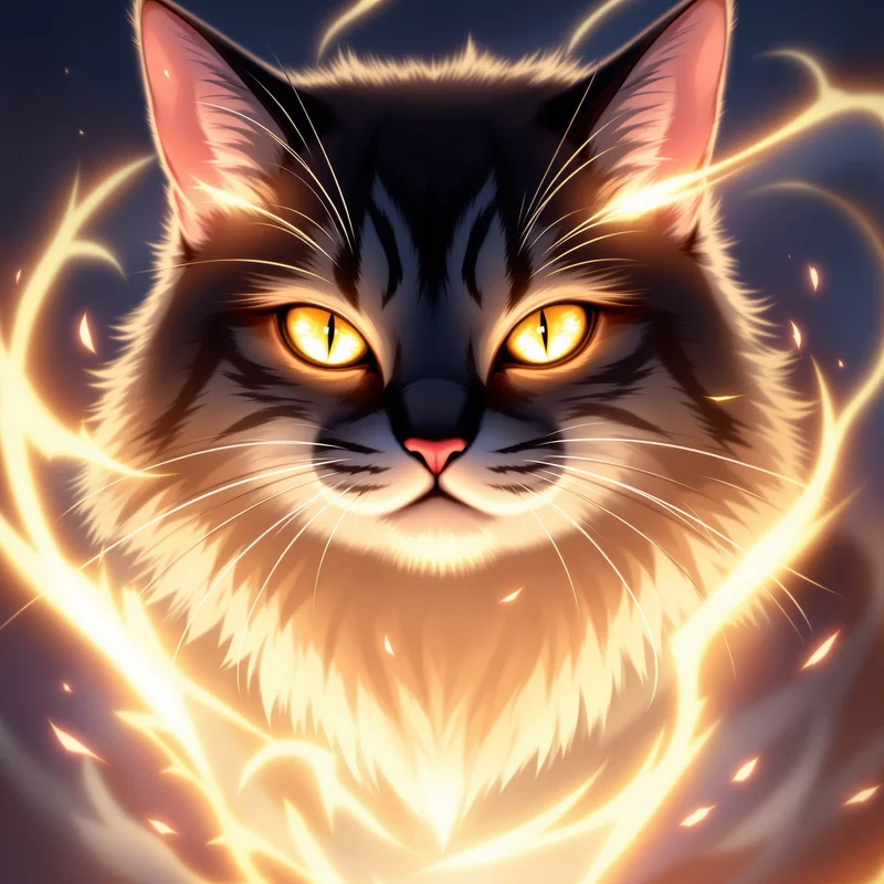 Anime power cat PFP with glowing aura
