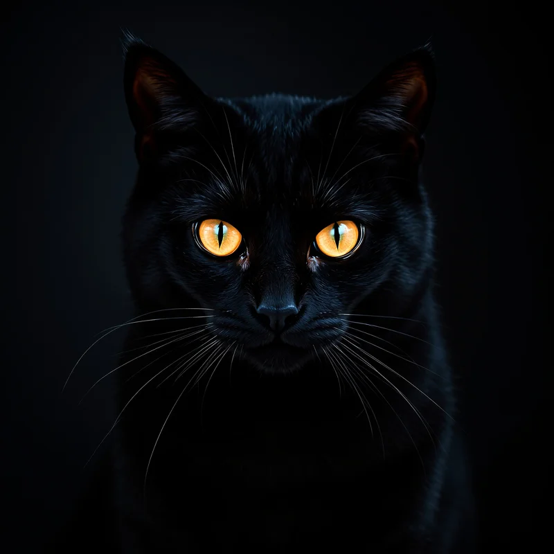 Black cat PFP with glowing eyes and dark aura