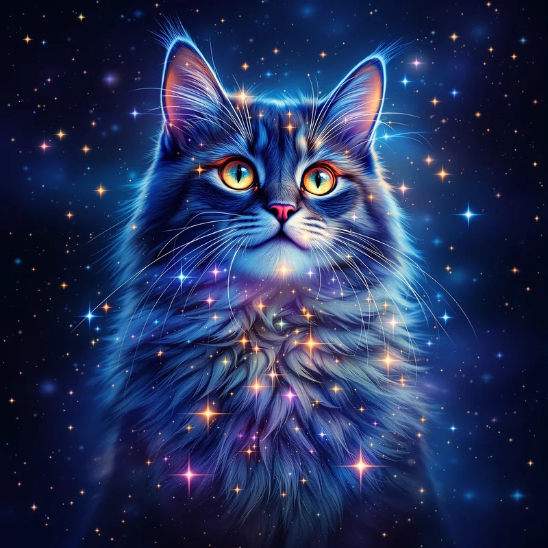 Cosmic galaxy cat PFP with celestial glow