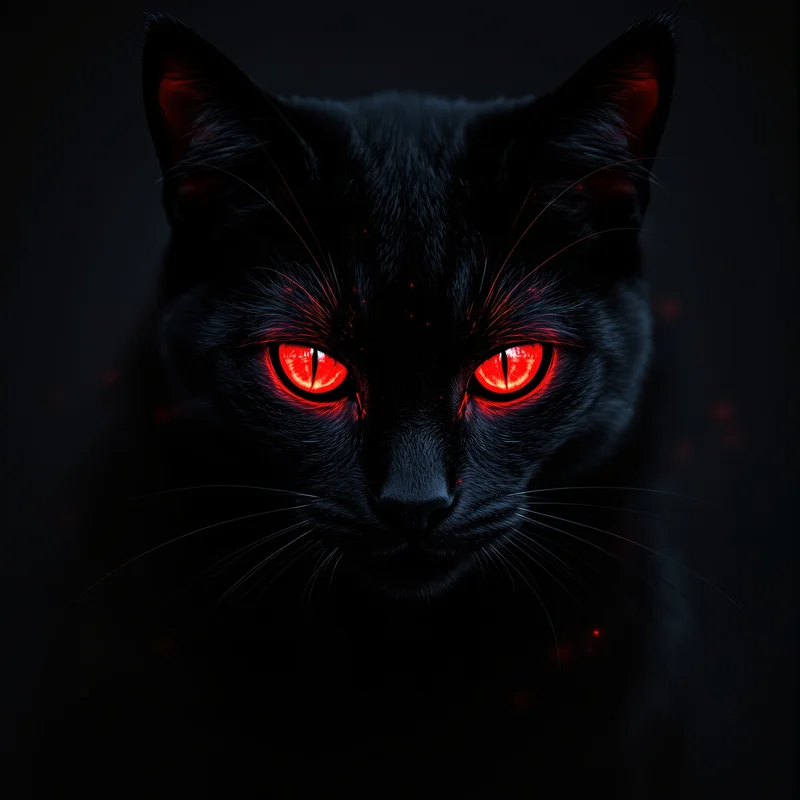 Demon cat PFP with glowing red eyes
