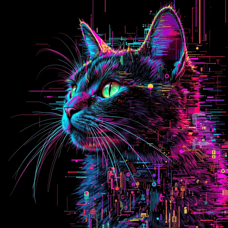 Glitch cat PFP with CRT distortion effects