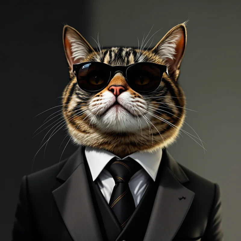 Mafia boss cat PFP with suit and cold stare