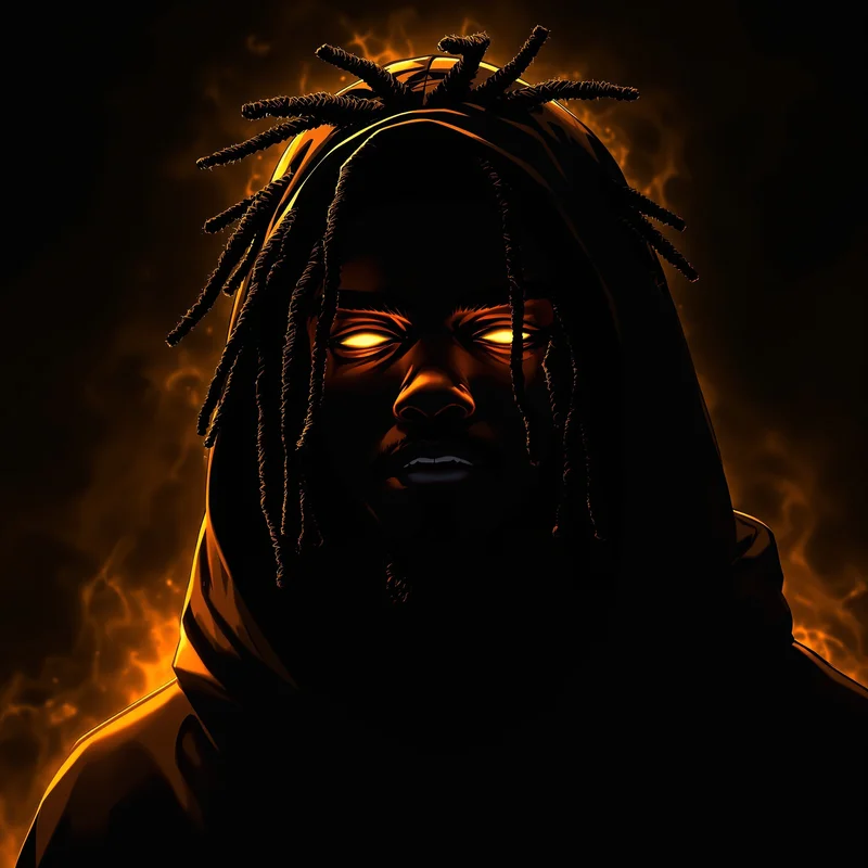 Chief Keef inspired blackout anime pfp with clean silhouette