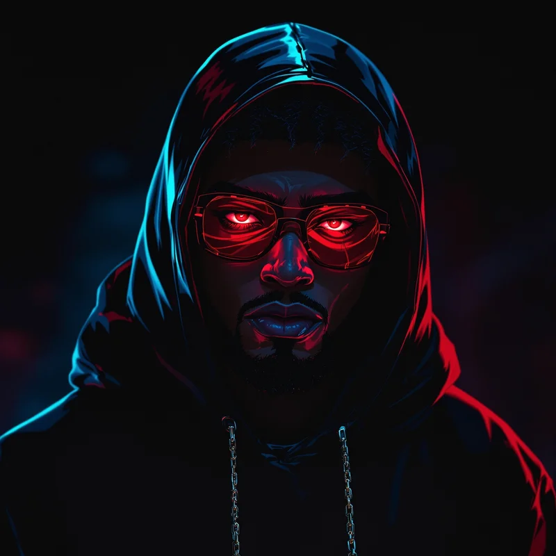 Chief Keef inspired chrome grill anime pfp with dark shadows