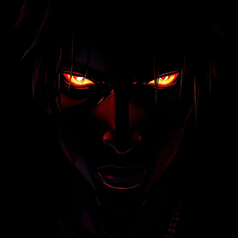 Chief Keef inspired crimson eyes anime pfp with black aura