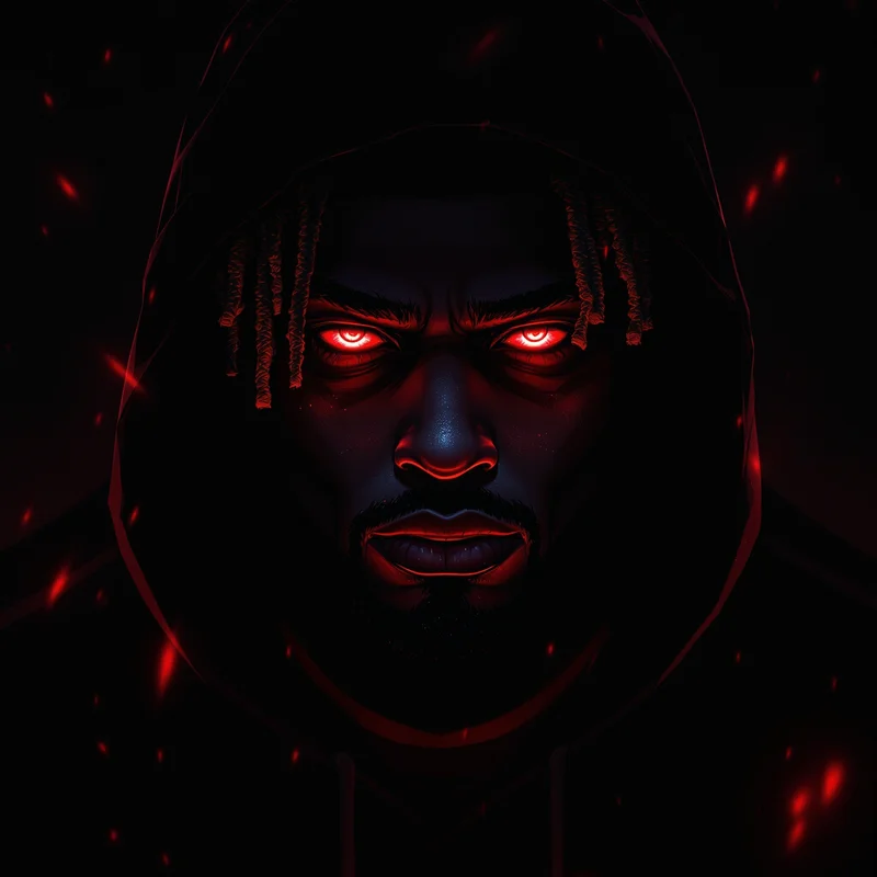 Chief Keef inspired crimson shadow anime pfp with red aura