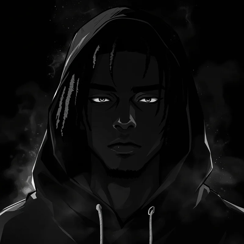 Chief Keef inspired monochrome anime pfp with clean shadows