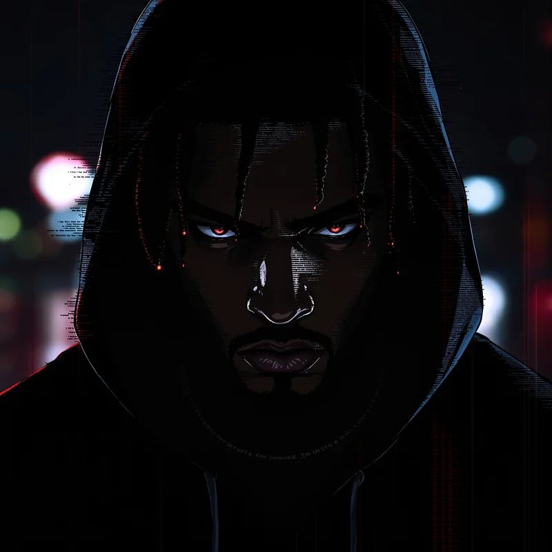 Chief Keef inspired static noise anime pfp with dark texture