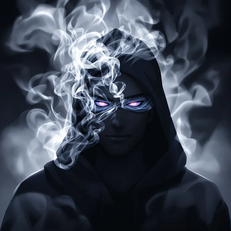 Chief Keef inspired ghost aura anime pfp with smoke effects