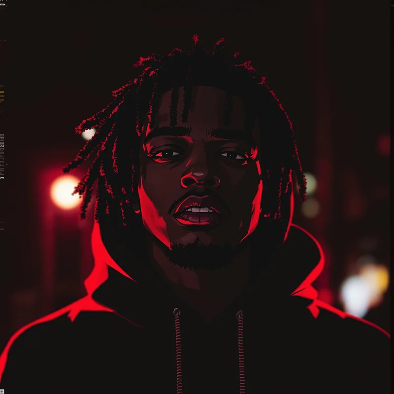 Chief Keef inspired VHS aesthetic anime pfp with gritty shadows