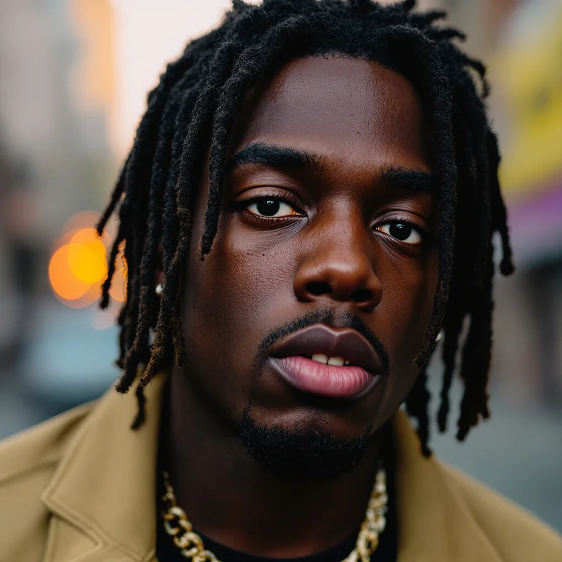 Chief Keef portrait icon with shadow tones for hip hop identity