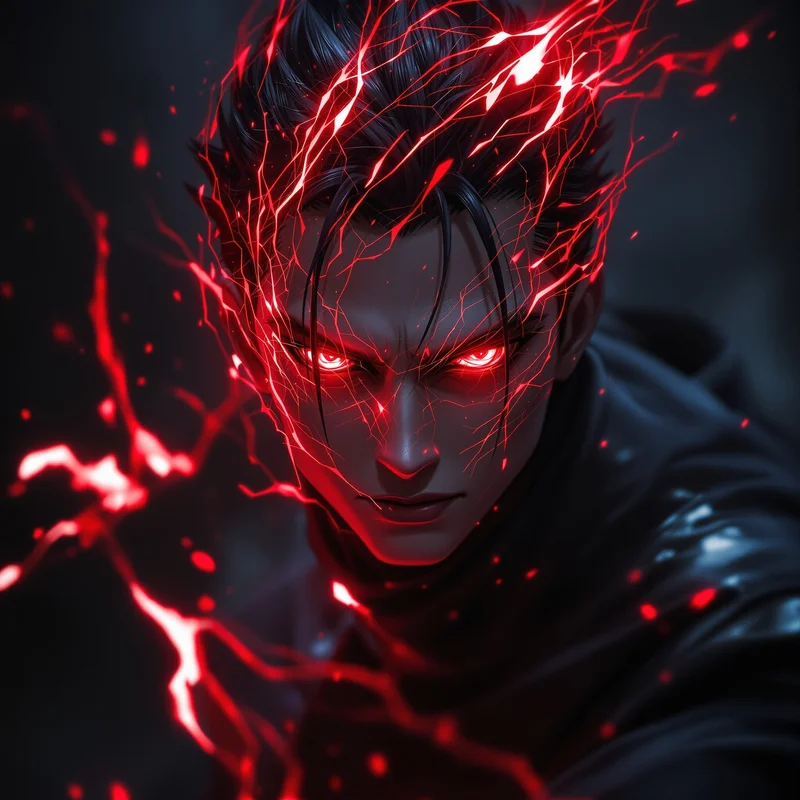 Choso PFP with red energy pulse and focused anime eyes