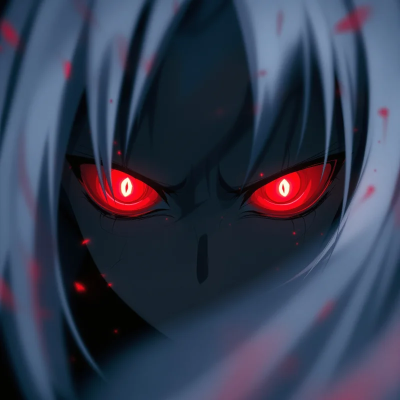 Choso PFP with glowing red eyes and minimal dark lighting