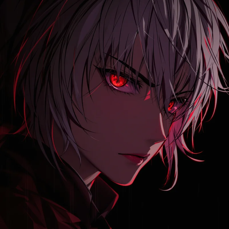 Choso PFP with red light contrast and sharp anime eyes